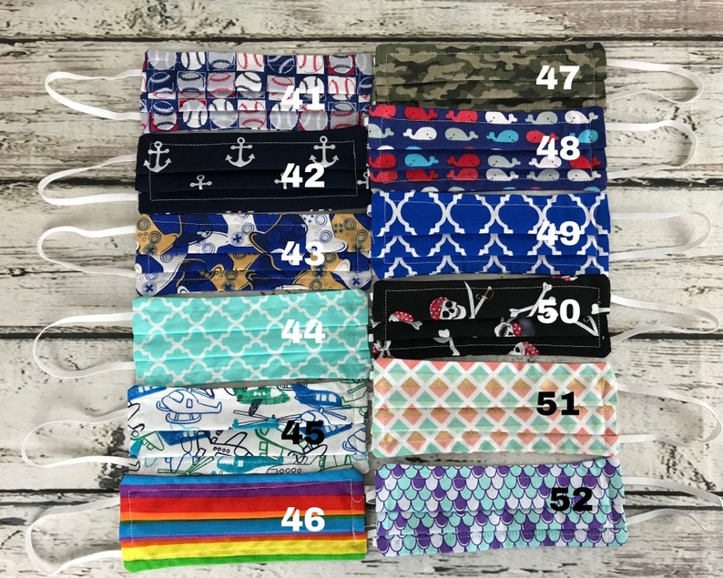 CLOSEOUT SALE Kids Face Masks 60 Designs Child Face Mask Etsy