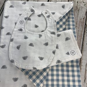 Baby Blanket Burp Cloth Bib Neutral Koala / Baby Boy or Girl Blanket / Baby Shower Gift / gender neutral