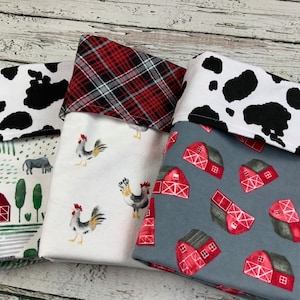 Soft Baby Boy Blanket / Cow Print Farm Animals / Baby Shower Gift / Swaddle Blanket / Farm Nursery / Farm Friends Collection
