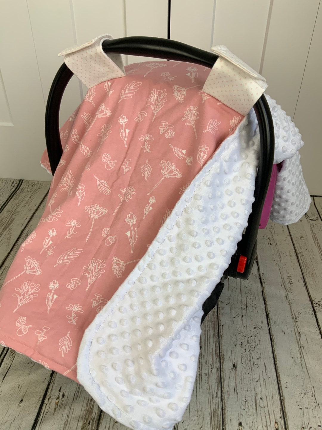 Baby Girl Car Seat Cover / Pink Modern Floral / Car Seat Canopy Cover
