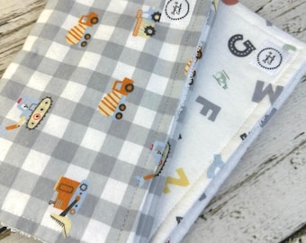Baby Shower Gift Set / Baby Boy Burp Cloth Set / Truck Burp Cloth / ABC Burp Cloth