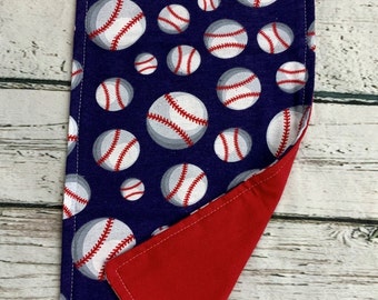 Baby Boy Gift / Baseball Flannel Baby Bib Burp Cloth Set / Sports Nursery / Baby Gift Set / Baby Boy