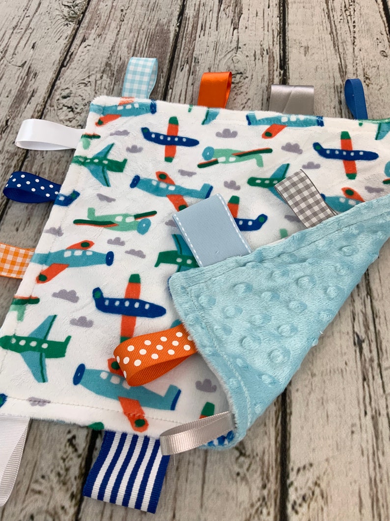 Baby Boy Tag Blanket / Airplane Tag Blanket / Aviation Baby Nusery