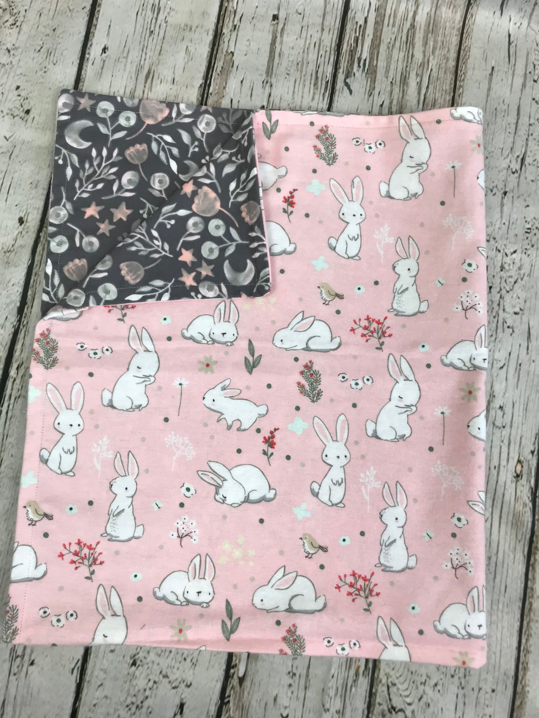 Flannel Double Sided Baby Receiving Blanket / Pink Bunny Etsy