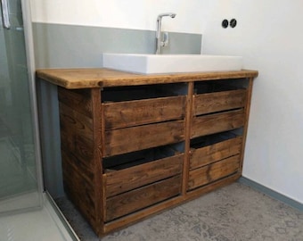 Washbasin Reclaimed Wood Concrete Old Planks Vintage Vintage Rustic Shabby chic Vintage