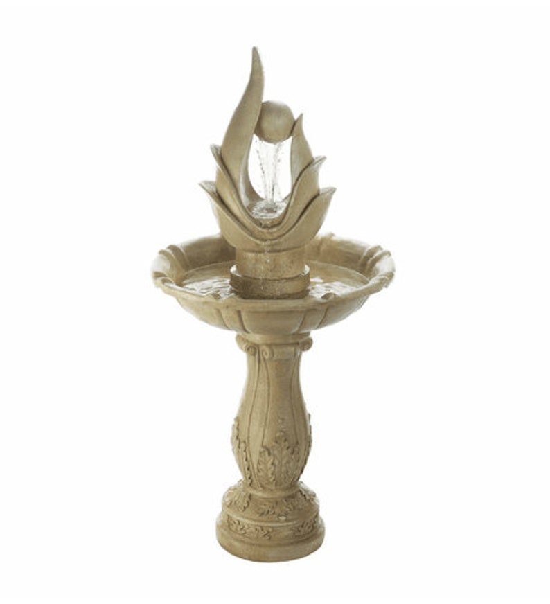 Unique Sculpture Water Fountain With Magical Center Orb Garden Etsy