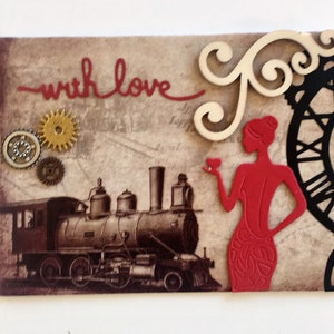 Kit para fazer cartões vintage steampunk 8 cartões - papel e mídia mista