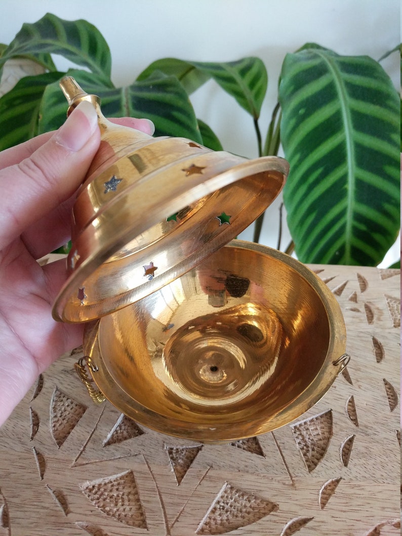 Large Brass Hanging Incense Burner Censer