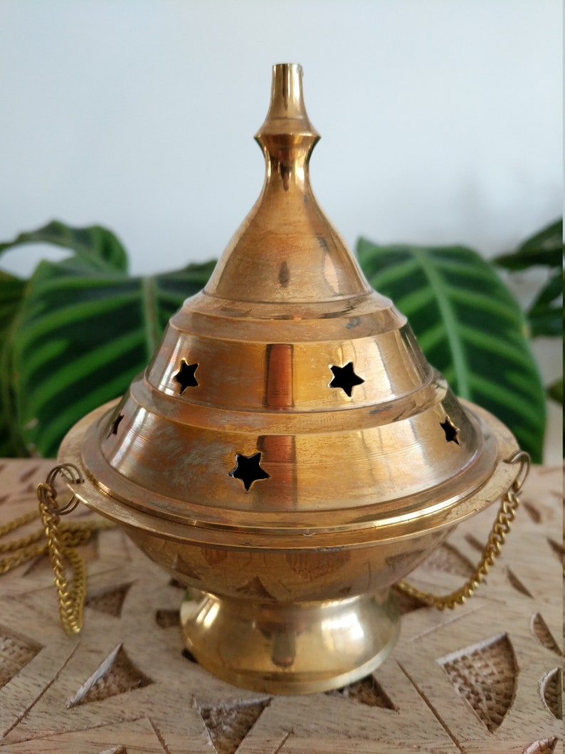 Large Brass Hanging Incense Burner Censer