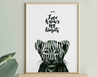 Estampa Zebrion, 29,7x42 cm, Estampa Zebra, Leão, amor, animais, citações, vida selvagem, natureza, leão, estampa de leão, decoração para casa UrbanJungleStories