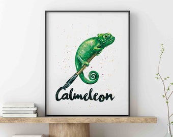 Watercolor Chameleon Print, A3 Animal Poster