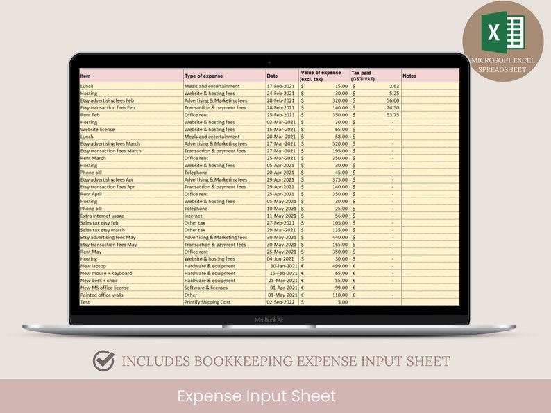 Etsy Printify Automated Bookkeeping Template Excel Template Etsy