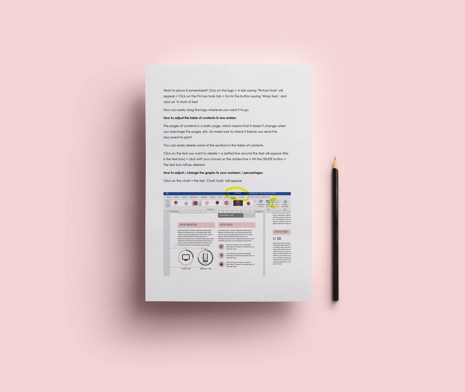 Basic Instructions How To Edit A Word Template Simple Etsy