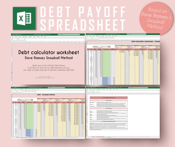 Debt Payoff Spreadsheet Snowball Calculator Worksheet Debt - Etsy