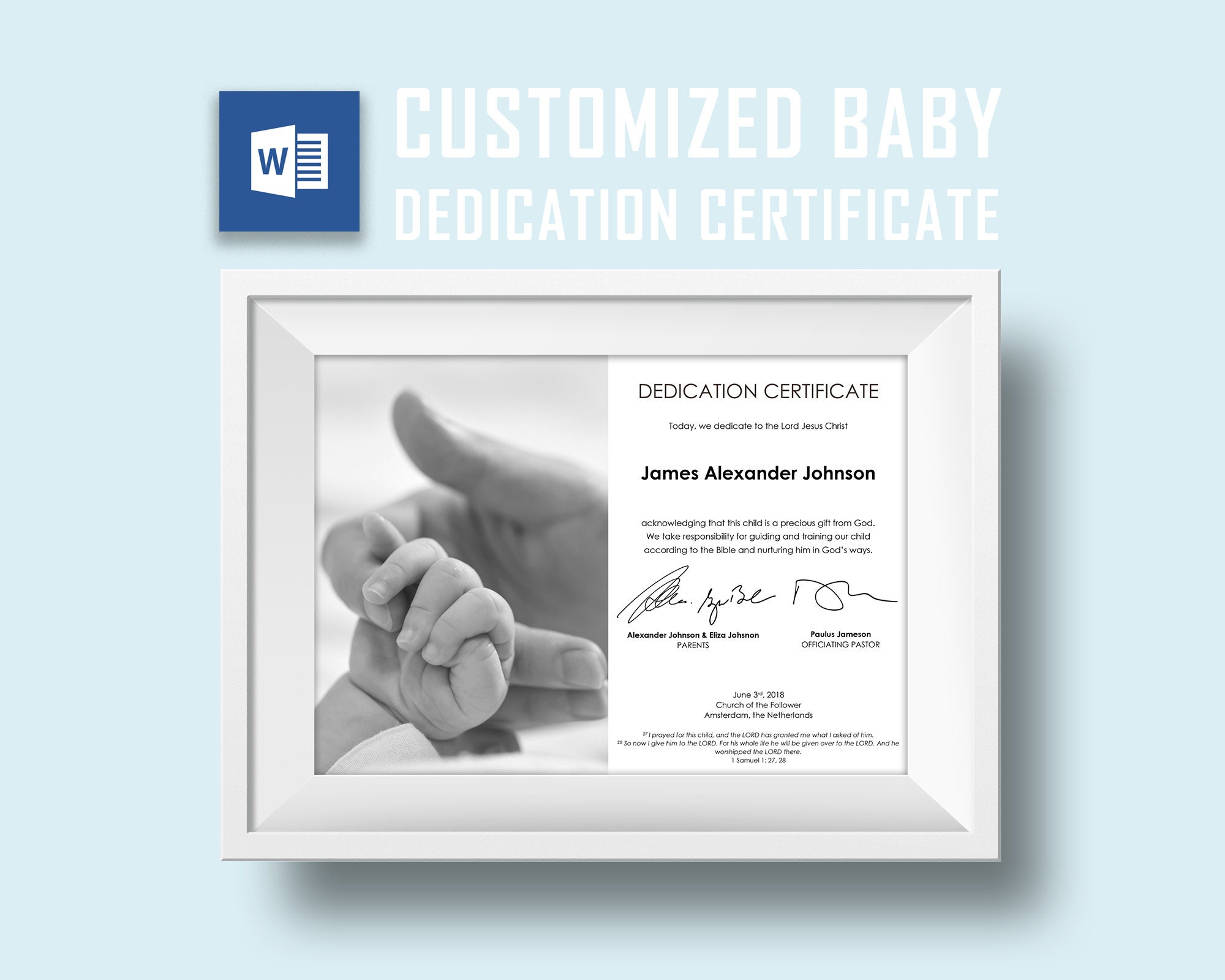 Customized Baby Dedication Certificate Template Baptism Etsy Customized Baby Dedication Certificate Template Baptism Etsy
