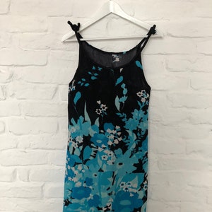 original 70er Jahre, Sommerkleid, Poolkleid, Retro, vintage, mash, Beachkleid, Strandkleid, bedruckt, blau, Türkies, schwarz