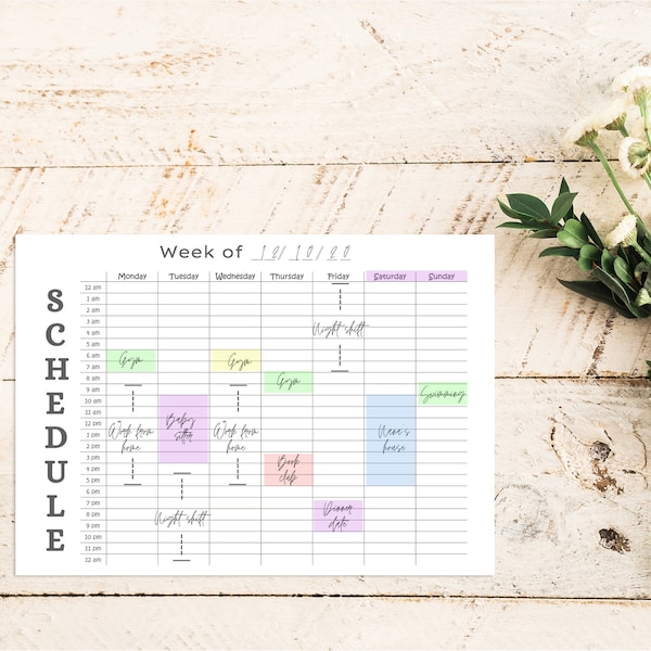 Time Blocking Printable, Weekly Planner, Weekly Schedule, Happy Planner Classic insert, Letter & A4, Timetable, digital planner download