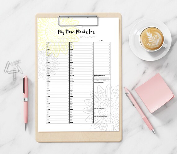 Daily Time Blocking Printable Productivity Planner Printable | Etsy