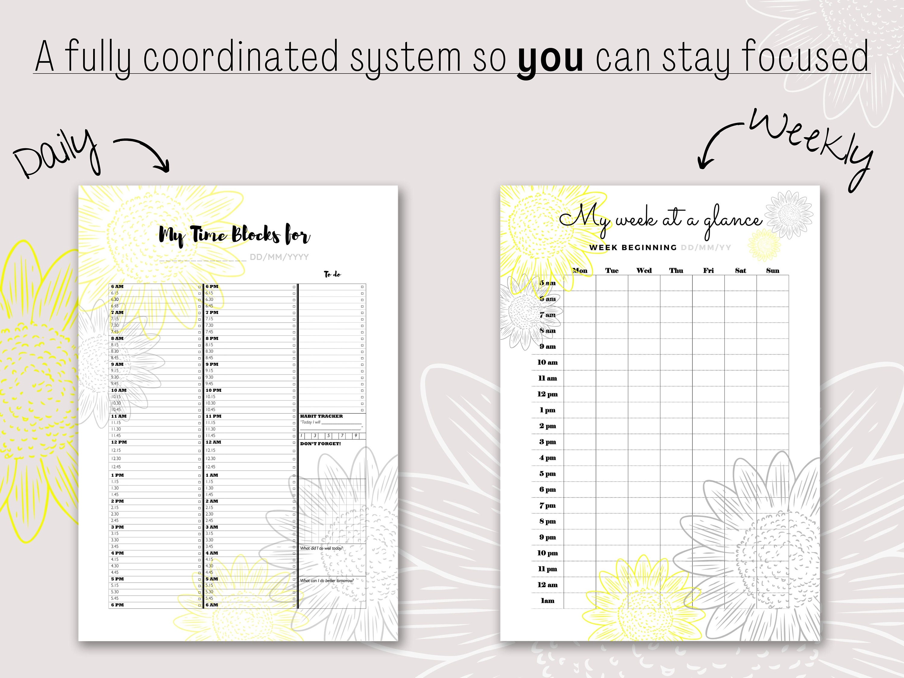 Daily Time Blocking Printable, Productivity Planner Printable, Time ...