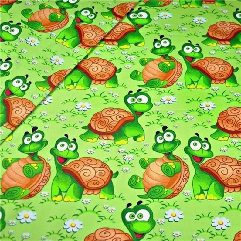 Turtles fabric by the yard Green nursery fabric Pure cotton Etsy