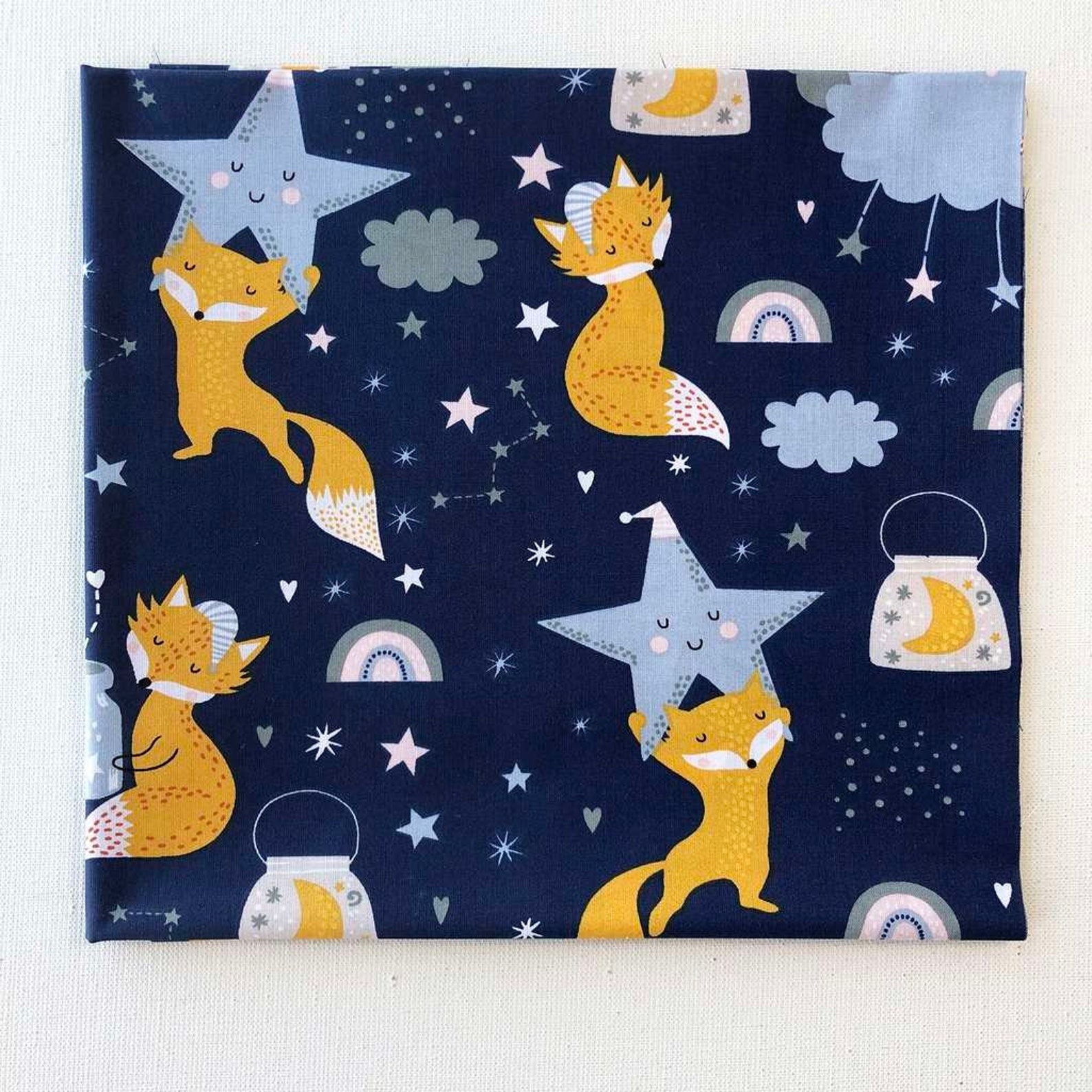 Fox Fabric by the Yard Cotton Fabric Moon and Stars Fabric Etsy