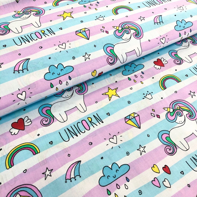Unicorn Fabric by the Yard Cotton Fabric Crib Sheet Fabric Etsy