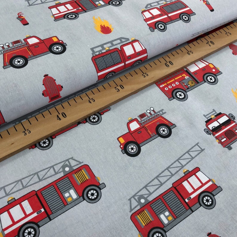 Fire trucks fabric by the yard Fire rescue vehicles cotton Etsy