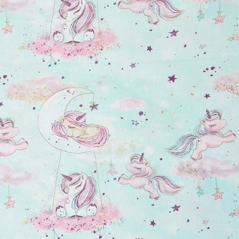 UNICORN Princess Floral COTTON Fabric Children Nursery Dressmaking OEKO-TEX