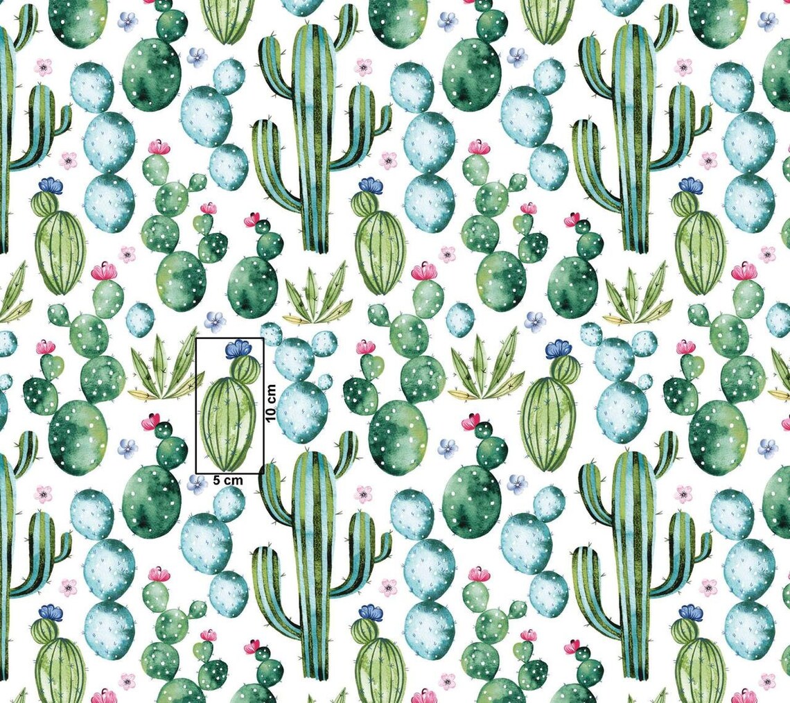 Cactus fabric by the yard Cotton fabric Kids fabric Etsy