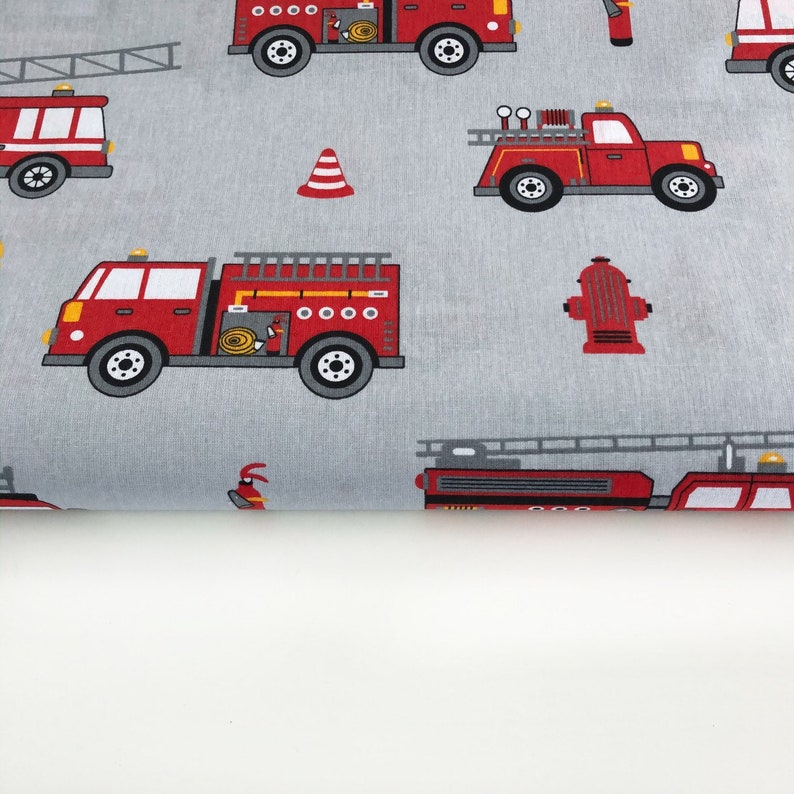 Fire trucks fabric by the yard Fire rescue vehicles cotton Etsy