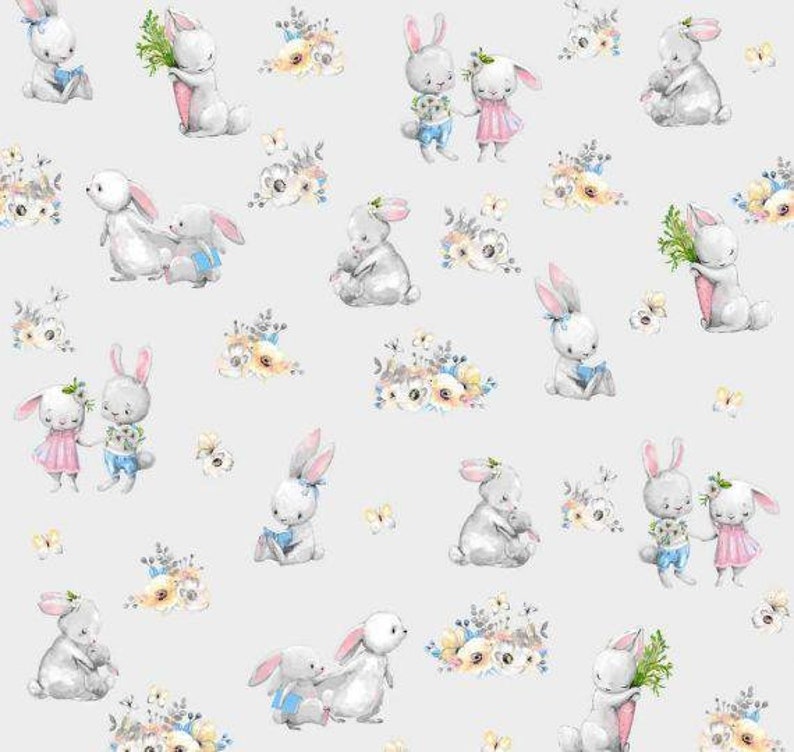 Bunny fabric by the yard Crib sheet fabric Kids fabric Etsy