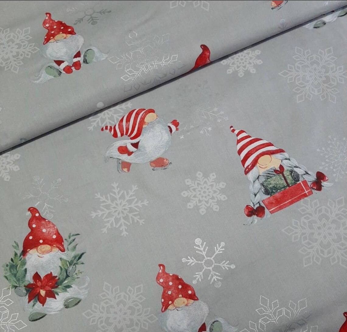 GNOMES fabric by the yard Cotton fabricChristmas fabric Etsy