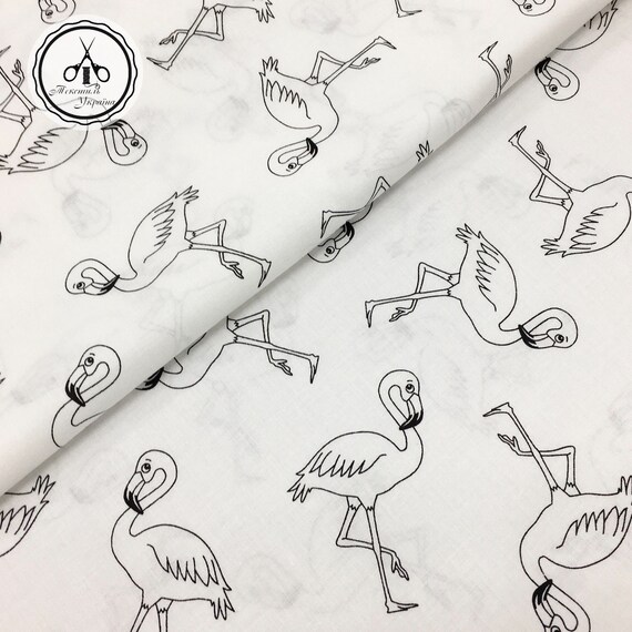 Flamingo cotton fabric by the yard Flamingo nursery decor Etsy