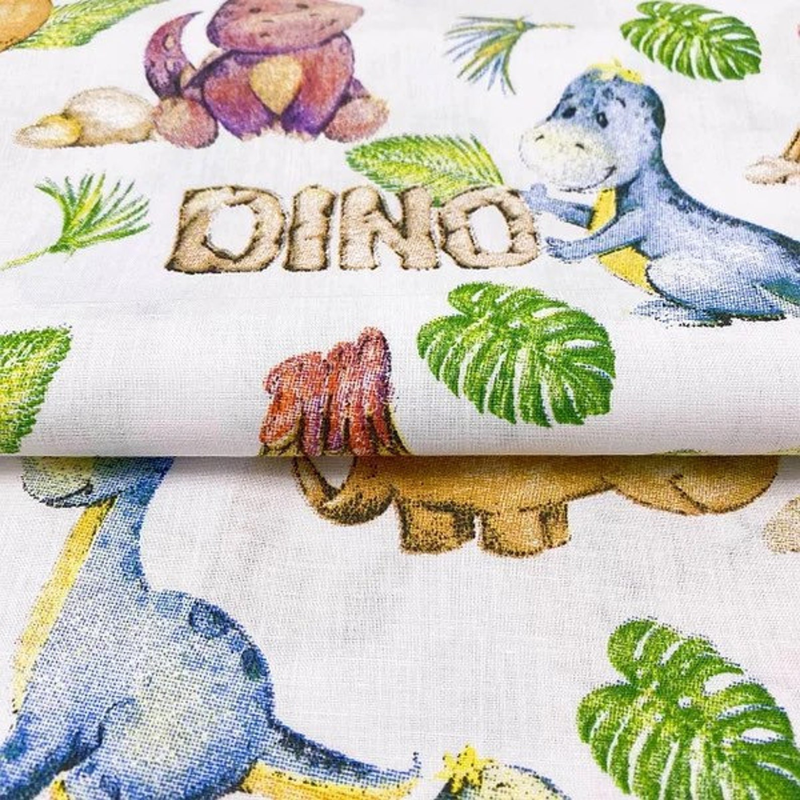 Dinosaur fabric by the yard Dinos cotton fabric nursery Etsy