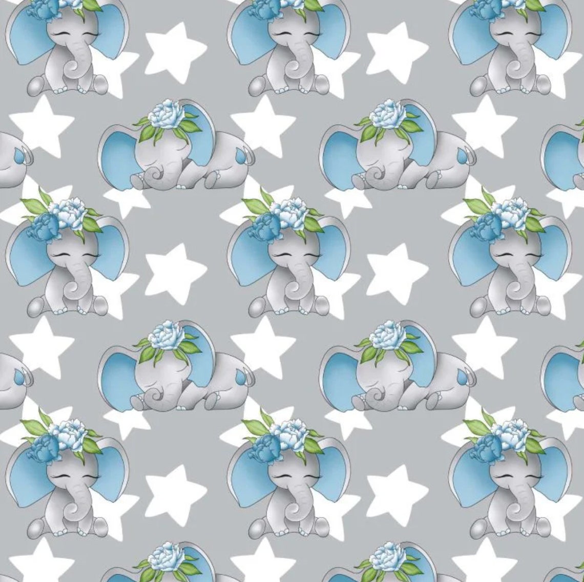 LIMITED Elephant fabric by the yard Cotton fabric Baby Etsy