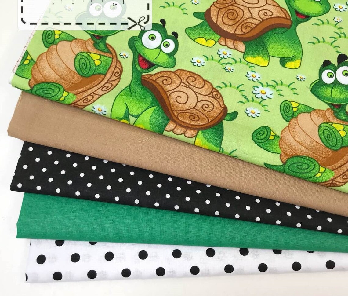 Turtles fabric by the yard Green nursery fabric Pure cotton Etsy