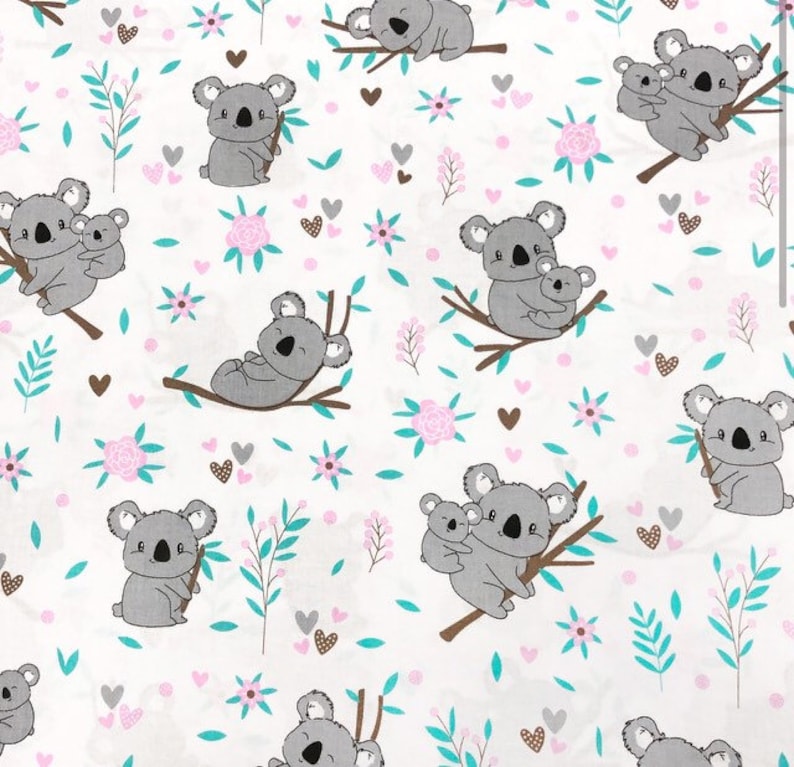 Koala bear fabric by the yard Cotton fabric nursery decor Etsy