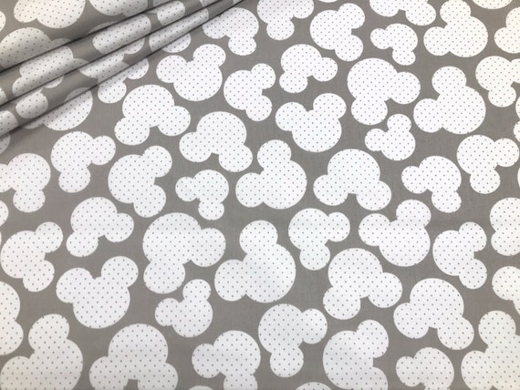 Mickey Mouse fabric by the yard cotton fabric Micky on grey | Etsy