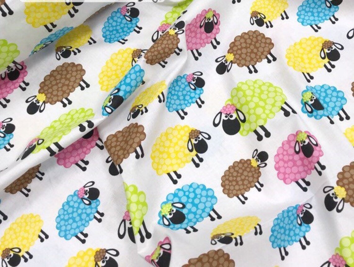 Sheep fabric by the yard Cotton kids fabric Farm home decor Etsy