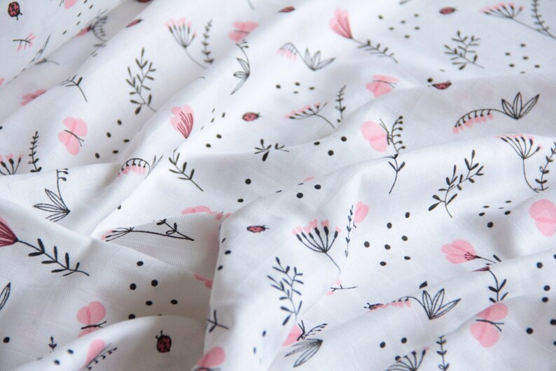 Floral Double gauze by the yard Muslin fabric Embrace Etsy