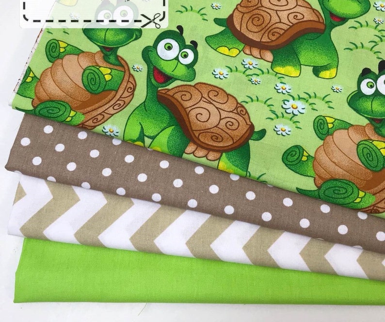 Turtles fabric by the yard Green nursery fabric Pure cotton Etsy
