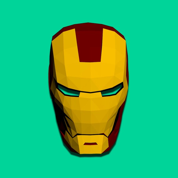Iron Man Papercraft3d Origamiiron Man Paper Headiron Man Origami3d Papercraftpdf Patternlow Polyprintable Paper Modeliron Man Helmet