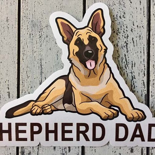 A Perfect addition to Waterbottles or Laptops Vinyl Sticker Showcasing the Northern Lights GSD German Shepherd
