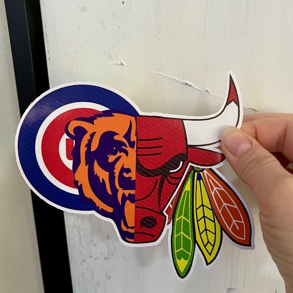 Chicago Sports Teams Bears Cubs, Bulls Blackhawks Vinyl Sticker