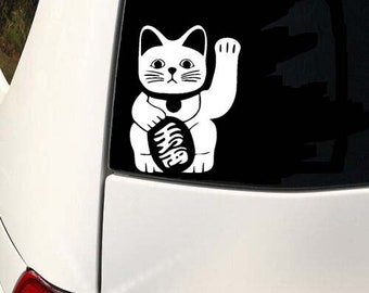 Maneki Neko Lucky Money Cat Vinyl Sticker Decal