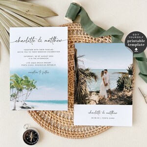 Mira | Destination Wedding Invitation Punta Cana, Hawaii Wedding Invitation Template, Tropical Wedding Invitation, Beach Wedding Invitation