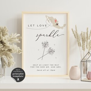 Sofia | Sparkler Send Off Sign, Wedding Sign, Wedding Send Off Sign, Let Love Sparkle Sign Template, Wedding Sparkler Sign Printable