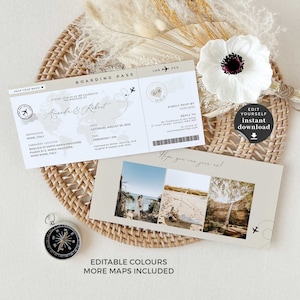 Sofia | Boarding Pass Wedding Invitation Template, Boarding Pass Template, Destination Wedding Invitation, Boarding Pass Invitation Template