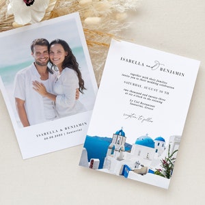 Modèle de faire-part de mariage à Santorin, faire-part de mariage grec, faire-part de mariage en Grèce, modèle de faire-part de mariage à télécharger