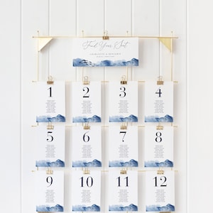 YLENIA Beach Wedding Seating Chart Card Template, Seating Chart Cards Wedding, Wedding Table Seating Template, Seating Cards Template